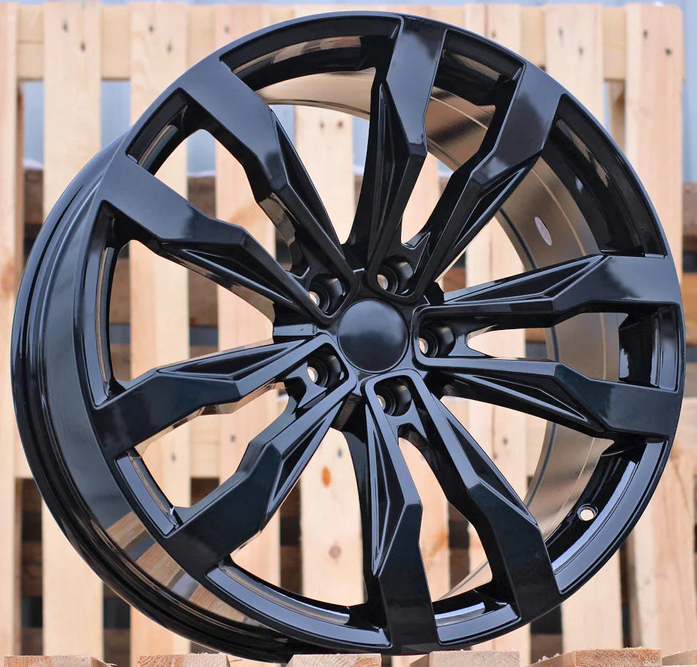 20" V Spoke Style Gloss Black Wheels Fits Volkswagen VW GTI Golf Jetta EOS Passat - Ultra Speed Wheel