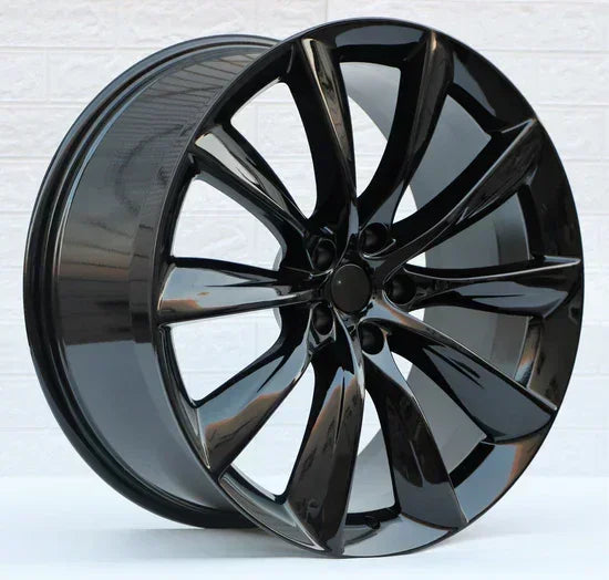 22x9"/22x10" Turbine Style Gloss Black Wheels - Fits Tesla Model S & Model X - Ultra Speed Wheel