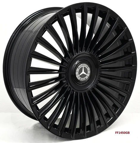 22x9"/22x10.5" Mesh Floating Cap Style Gloss Black Wheels - Fits Mercedes S, GLE, GL, GLS Class