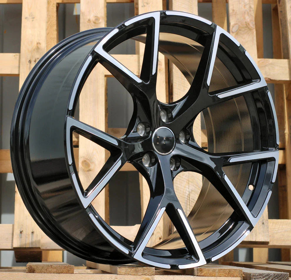 19x8" RS3 Style Black Machined Lip Wheels - Fits Audi A3/A4/A5/A6/A7/A8, Q5/Q7, E-Tron & S/RS Models - Ultra Speed Wheel
