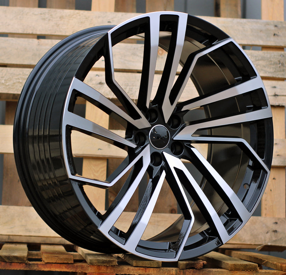 RS4 Style  - Black Machined Face - Fit Audi A3, A4, A5, A6, A7, A8, S3, S4, S5, S6, S7, S8, RS5, RS7, Q5, Q7, Q8