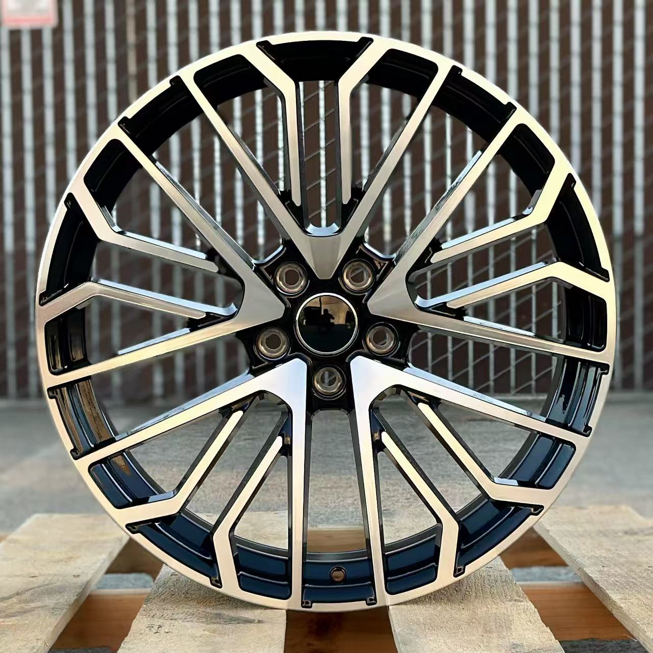 19x8.5" Multispoke Style Black Machined Face Wheels - Fits Audi A3/A4/A5/A6/A7/A8, Q5/Q7, E-Tron & S/RS Models