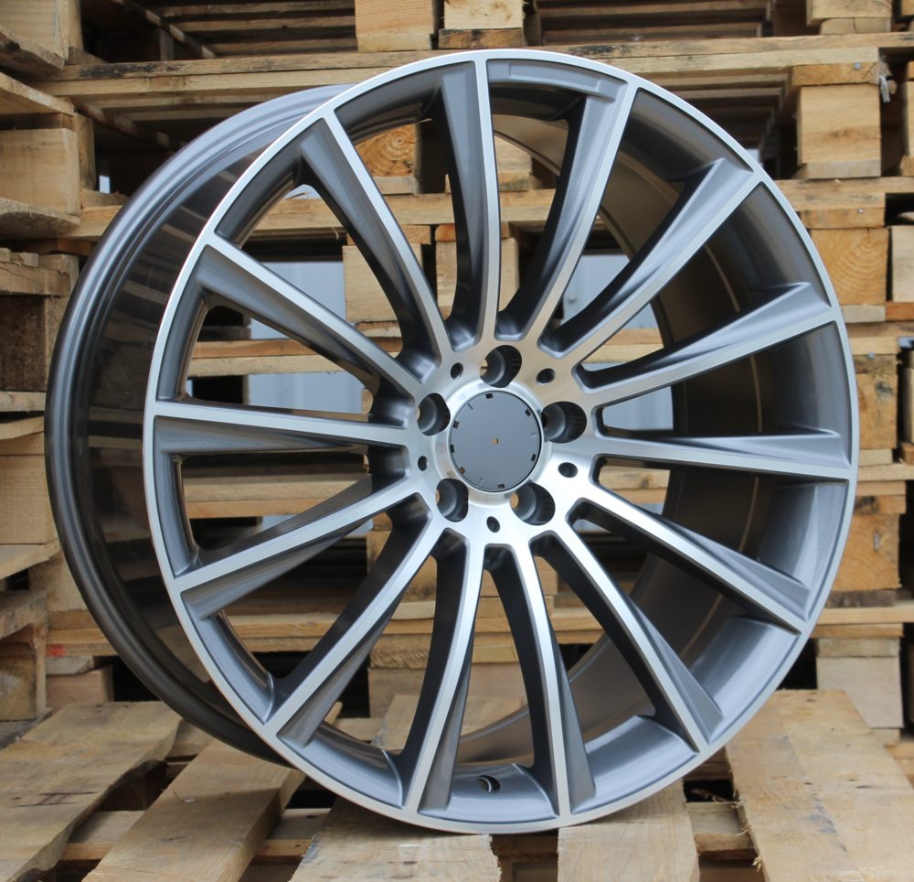 Multispoke Style - Gunmetal Machined Face - Fit Mercedes CLA C E CL CLS SLK S SL Class