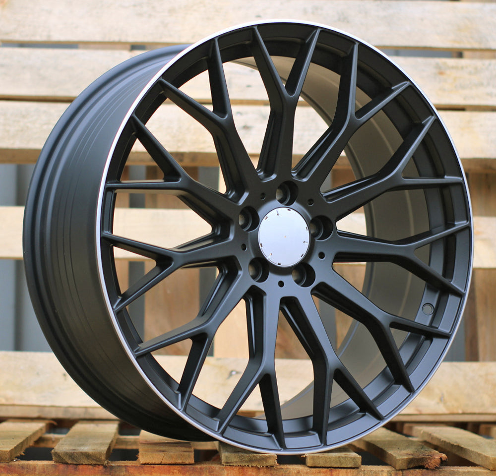10 Spoke Style - Matt Black Machined Lip -Fit Mercedes C E CL CLS SLK S SL Class