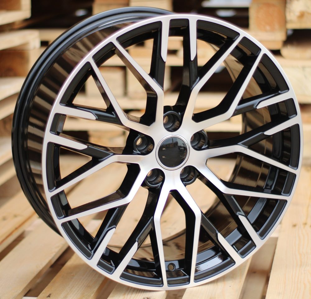 R8 Style - Black Machined Face - Fit Audi A3, A4, A5, A6, A7, A8, S3, S4, S5, S6, S7, S8, RS5, RS7, Q5, Q7, Q8, SQ8, RSQ8, RS6, RS3, SQ5, SQ7