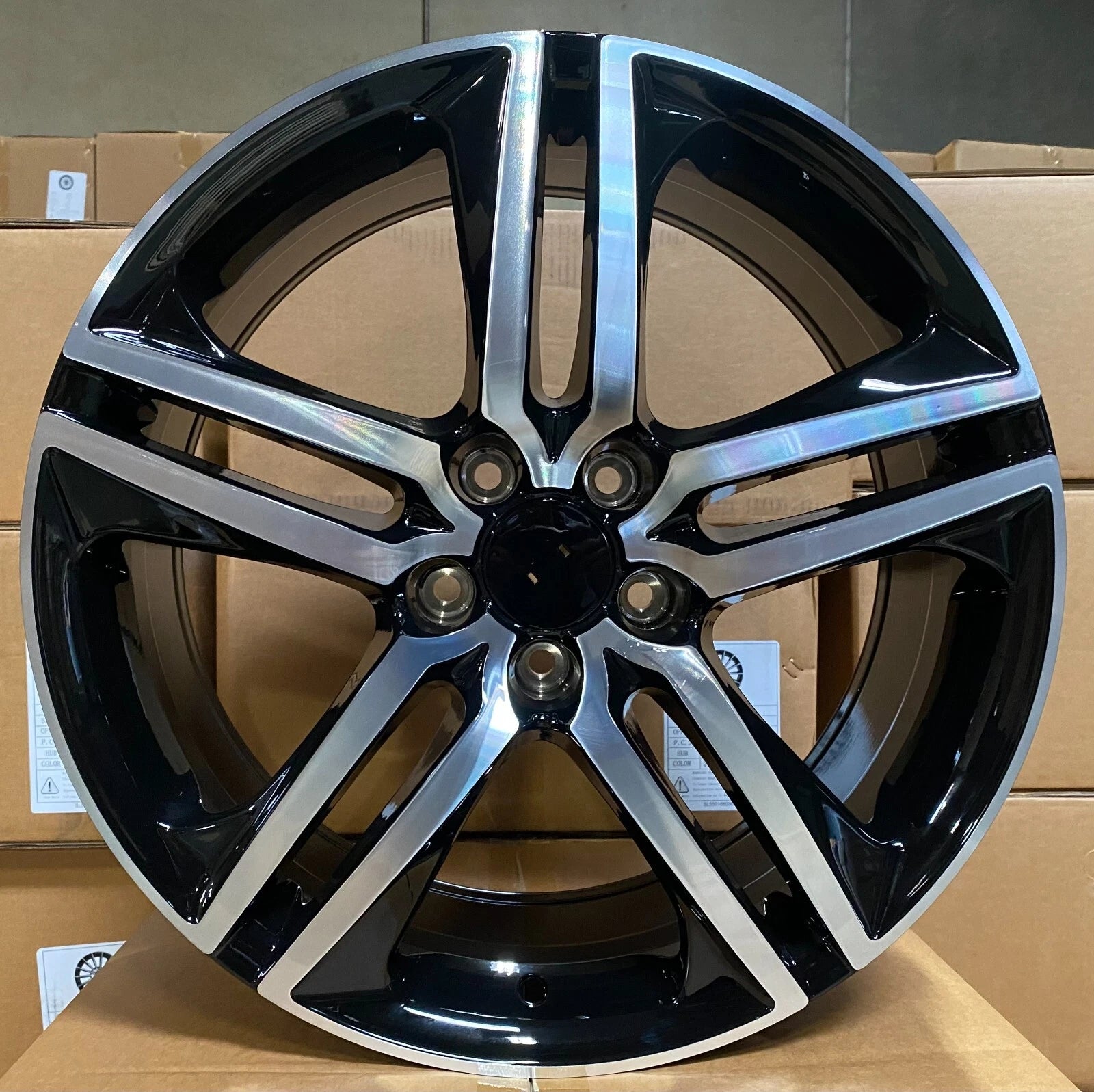 18" Sport Style Black Machined Face Wheels Fit Honda Accord EX LX Sport Coupe Sedan Civic EX LX SI Acura TSX